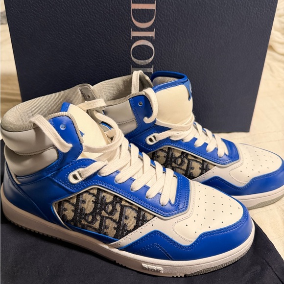 Dior Blue and White High-Top Sneakers
